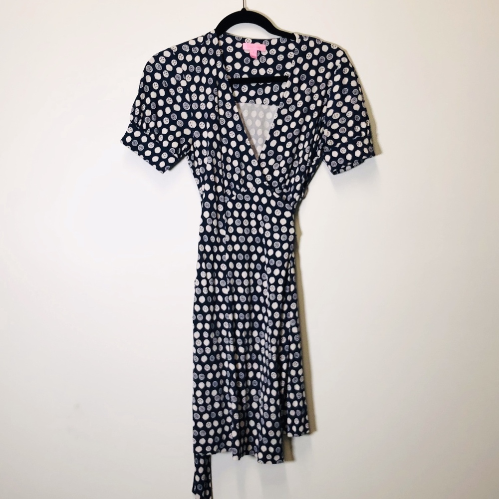 Navy and White Fruit Lilly Pulitzer Wrap Dress (4)